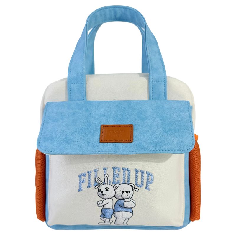 Sac à lunch à double usage en peluche brodé isolé