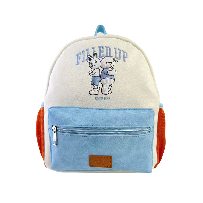 Sac à dos décontracté en peluche brodé multi-poches