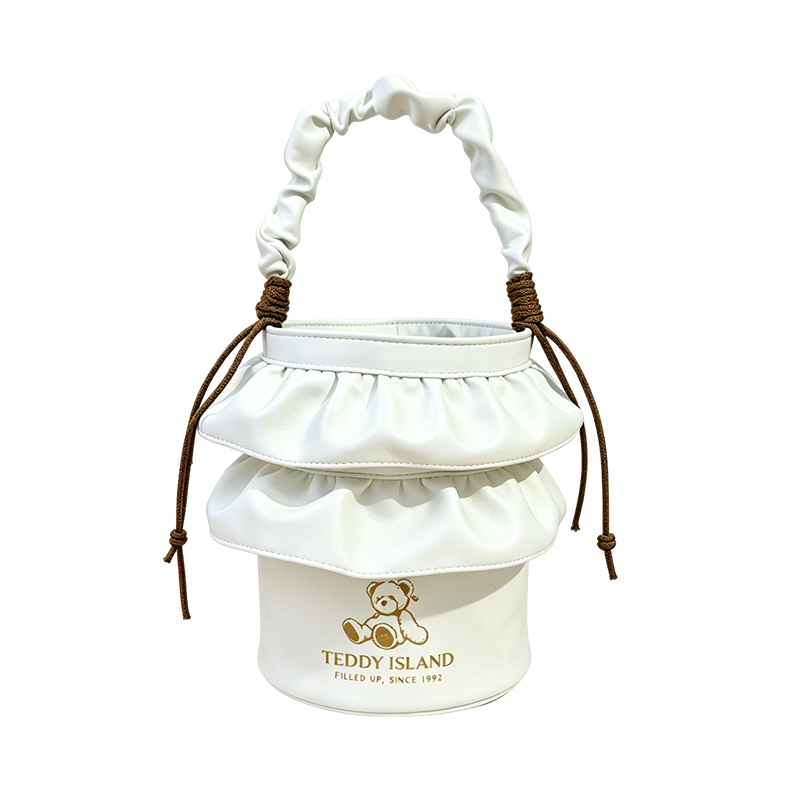 Sac seau imperméable à cordon Teddy blanc