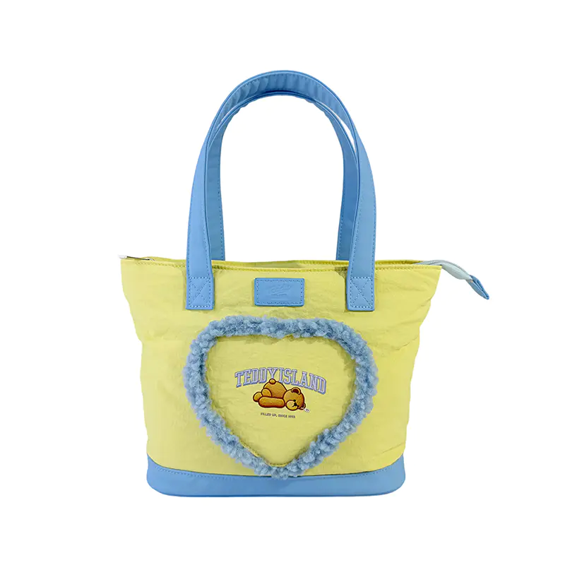 Sac fourre-tout décontracté Fluffy Heart Teddy jaune crémeux